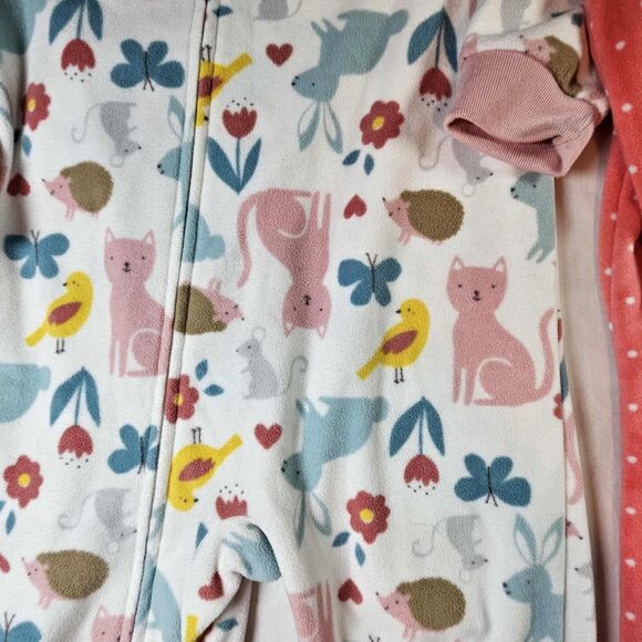 Set of 2 Carters Footed Fleece Pajamas Size 4T Forest Animals and Fairy Bear - Picture 6 of 7